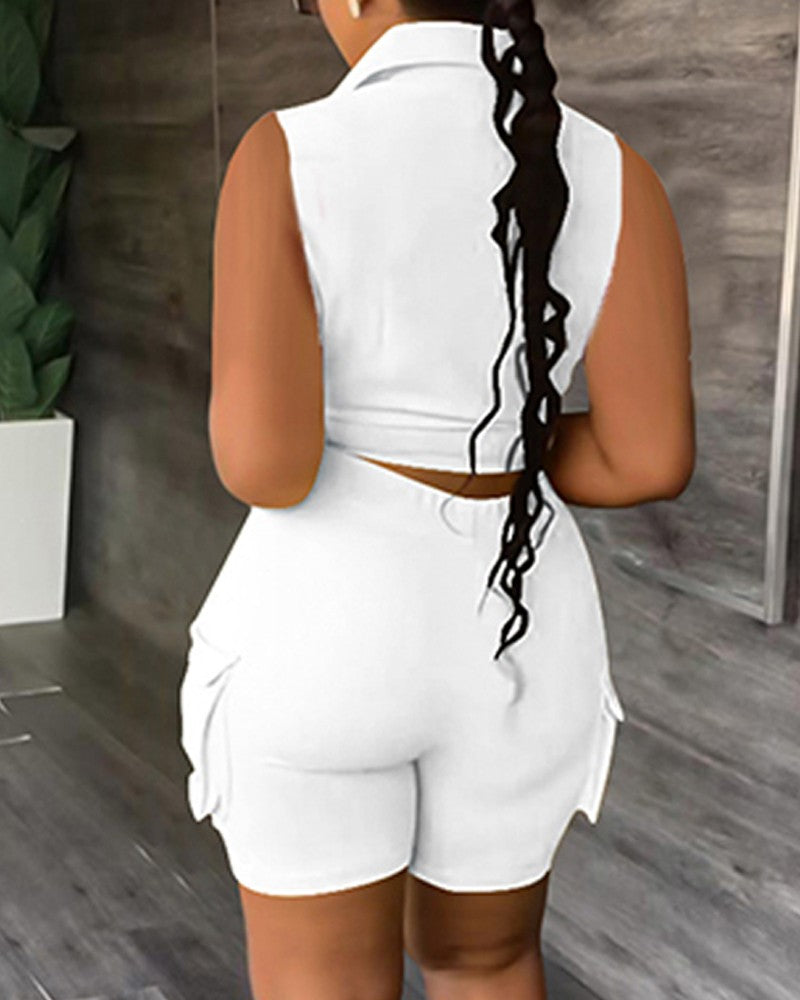 FZ Women's Buttoned Pocket Shorts Suit - FZwear