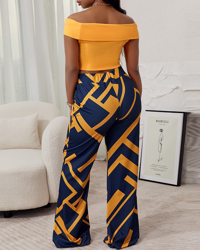 FZ Women's Off Shoulder Geo Print Pants Set - FZwear
