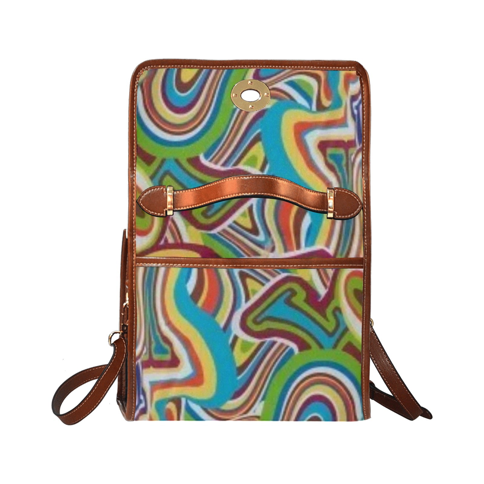 fz abstract handbag all over print waterproof canvas bag(model1641)(brown strap)