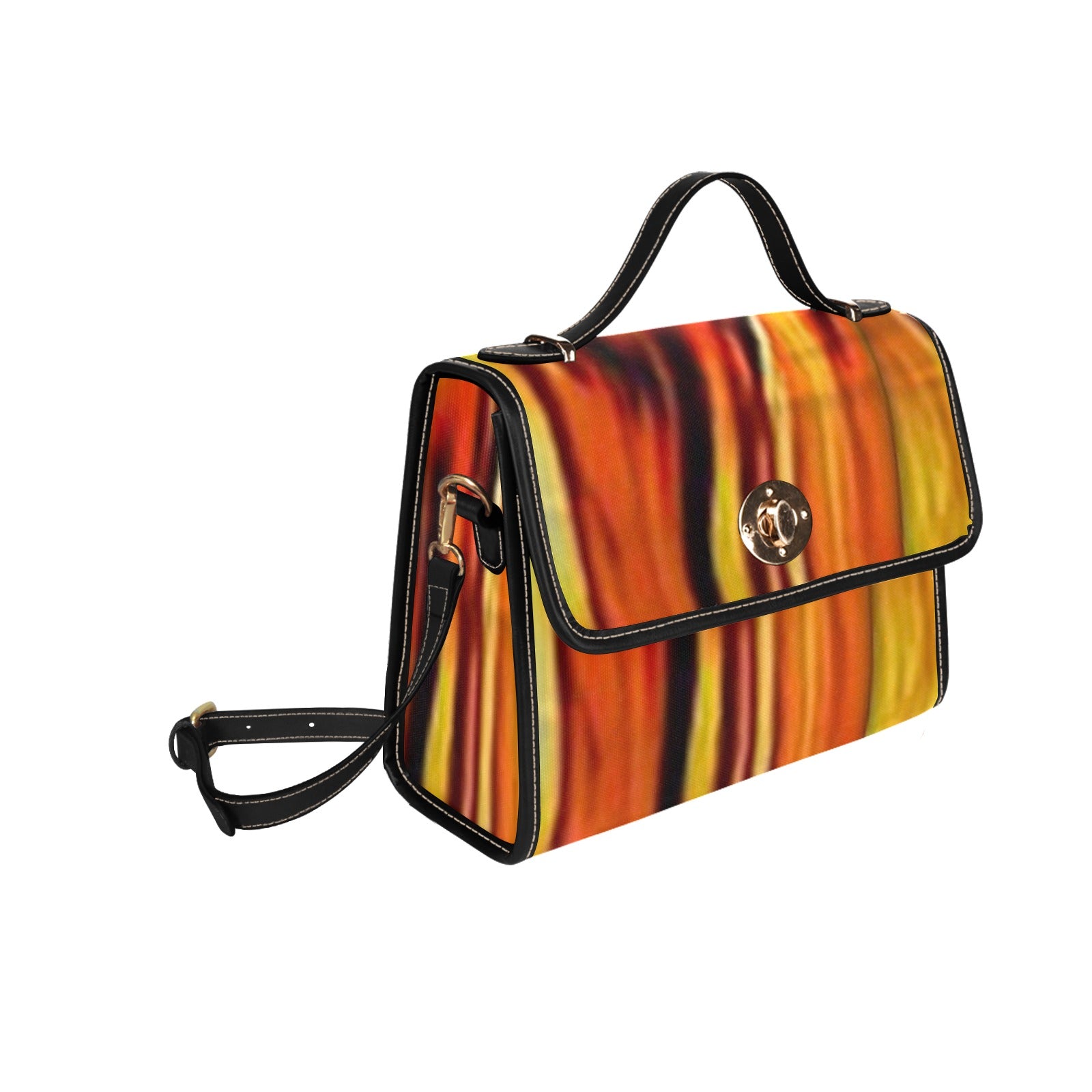 fz yellowish handbag all over print canvas bag (model 1641)(black)