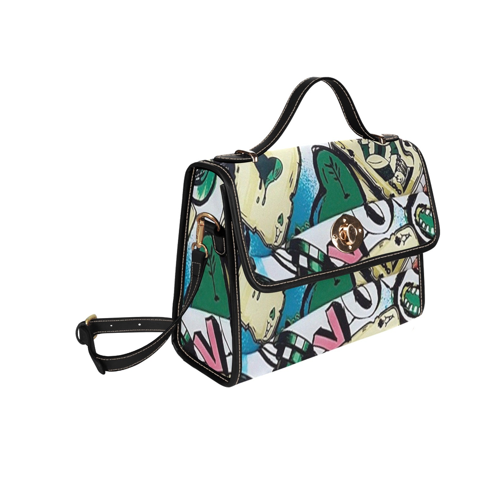 fz card handbag all over print canvas bag (model 1641)(black)