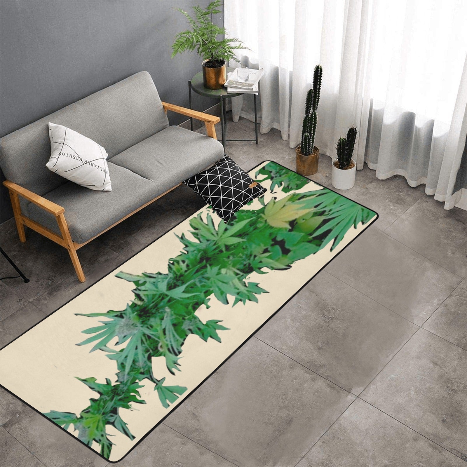 fz bud area rug one size / fz rug - beige area rug with black binding 10'x3'3''