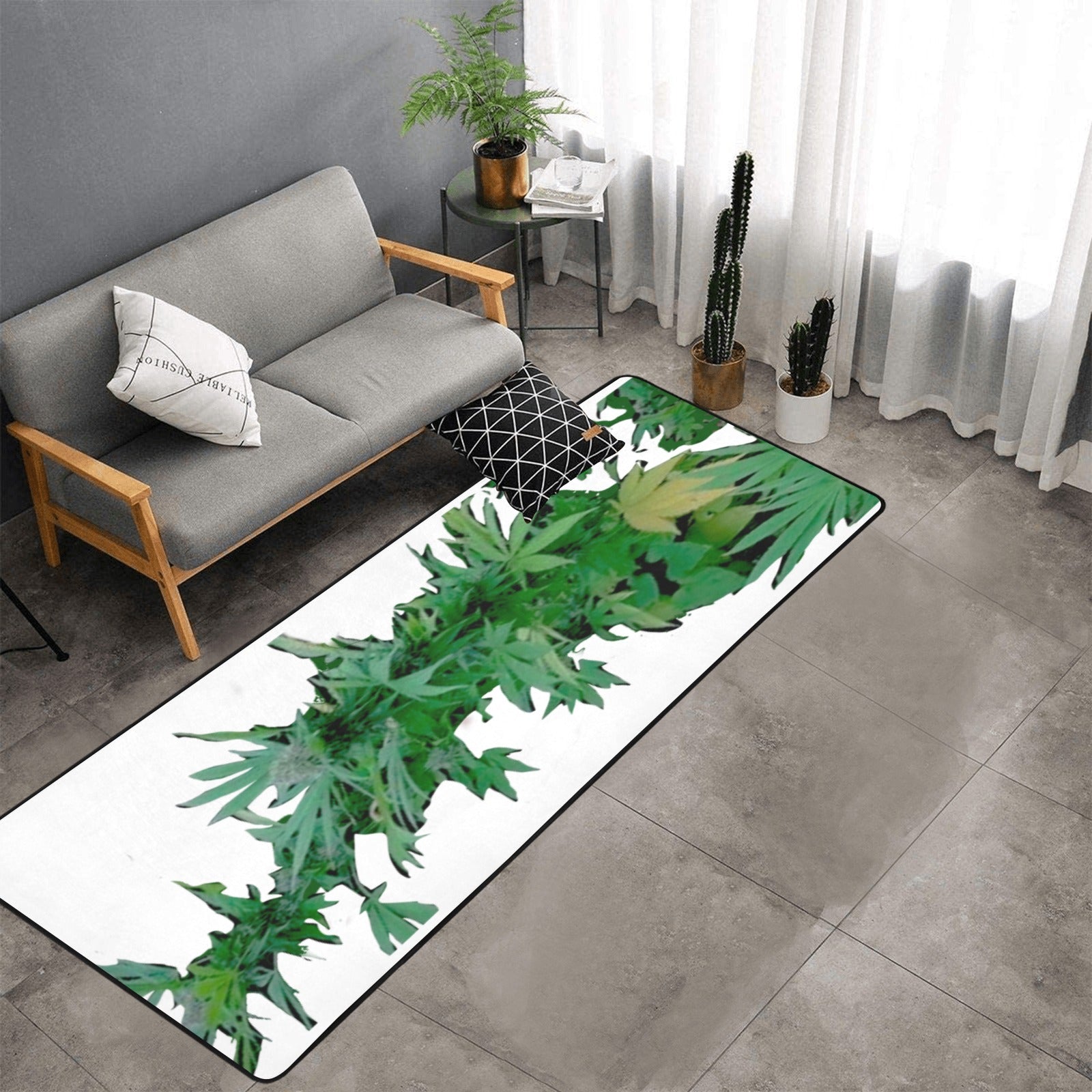 fz bud area rug one size / fz rug - white area rug with black binding 10'x3'3''