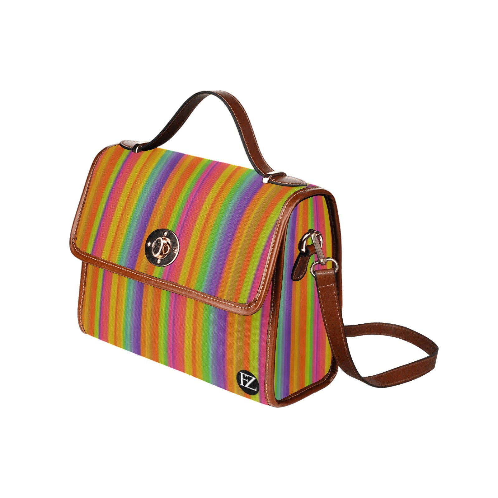 fz women's abstract hand bag all over print waterproof canvas bag(model1641)(brown strap)