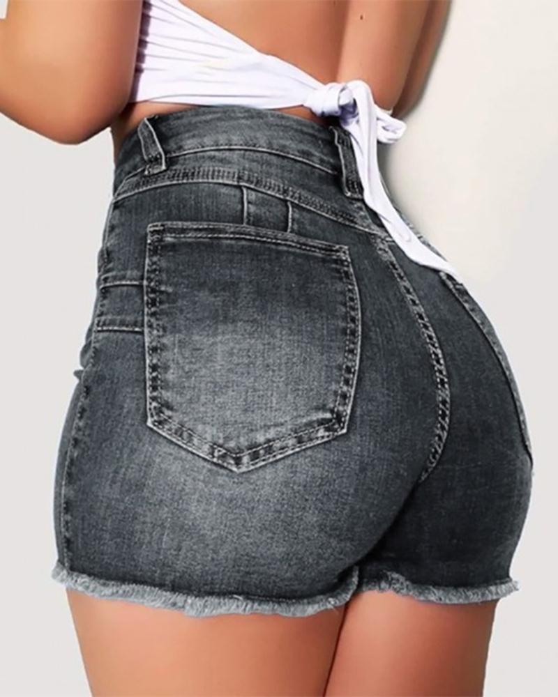 FZ Women's High Waist Ripped Denim Shorts - FZwear