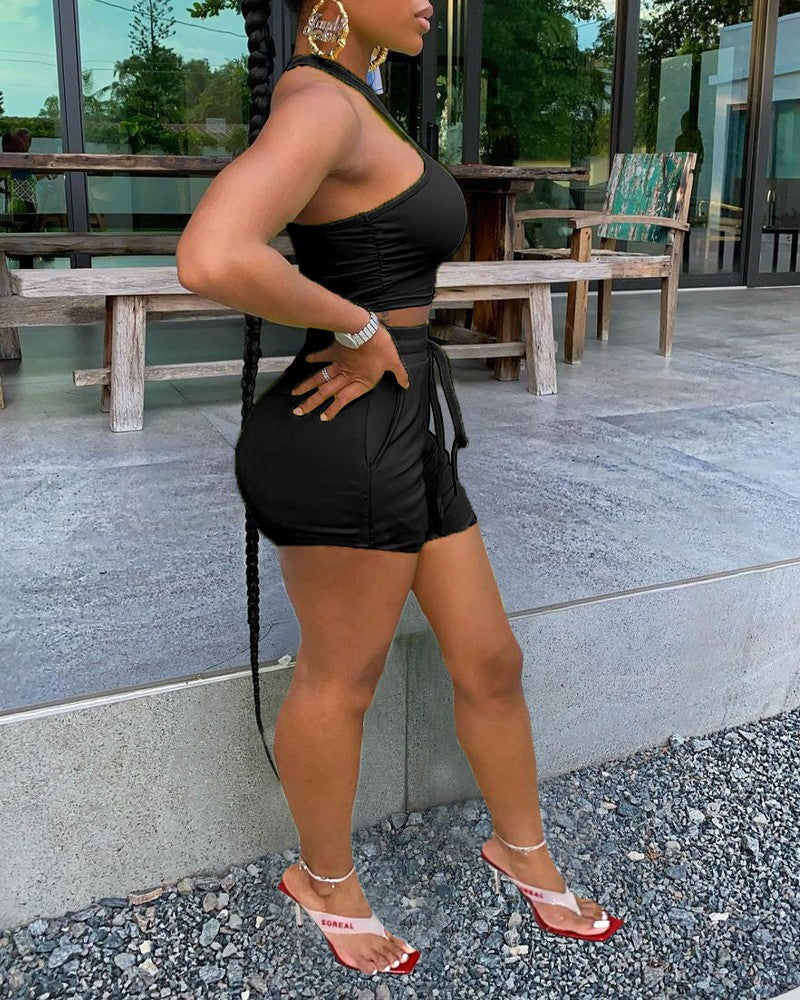 FZ Women's O-Neck Sleeveless Drawstring Shorts Suit - FZwear