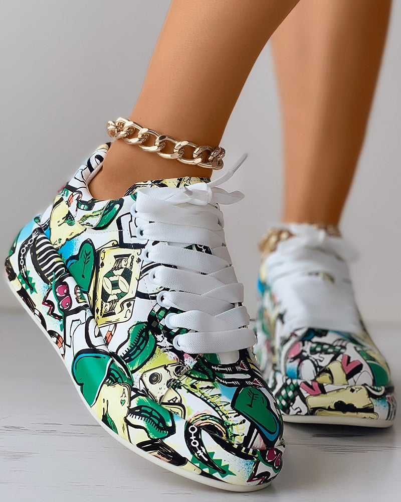 FZ Women's Painting Print Platform Sneakers - FZwear