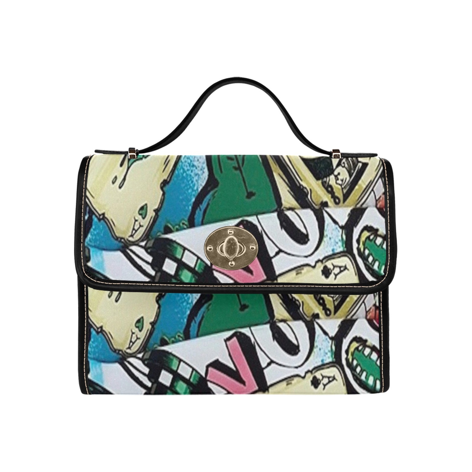 fz card handbag all over print canvas bag (model 1641)(black)