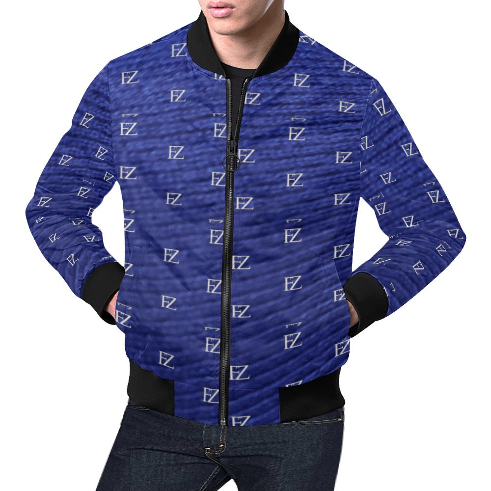 fz men's designer jacket- blue black men's all over print casual jacket (model h19)