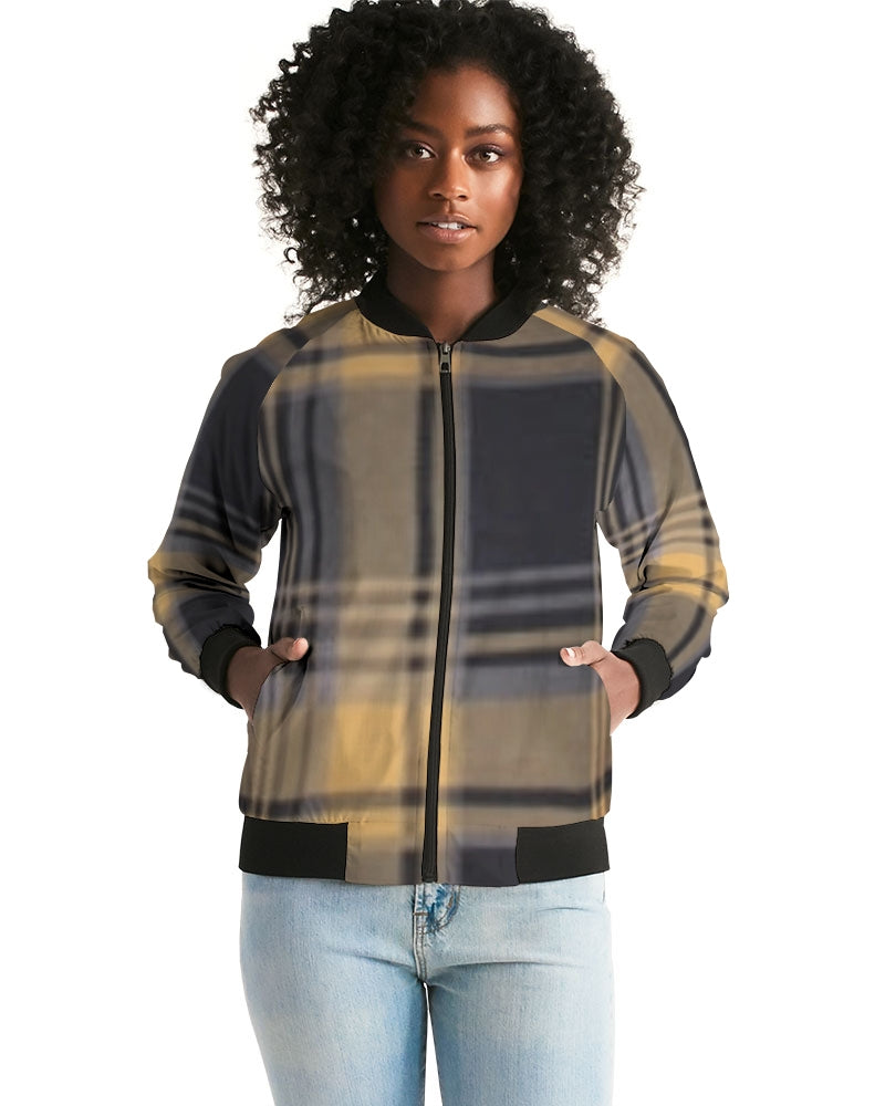 fz plaid women's bomber jacket