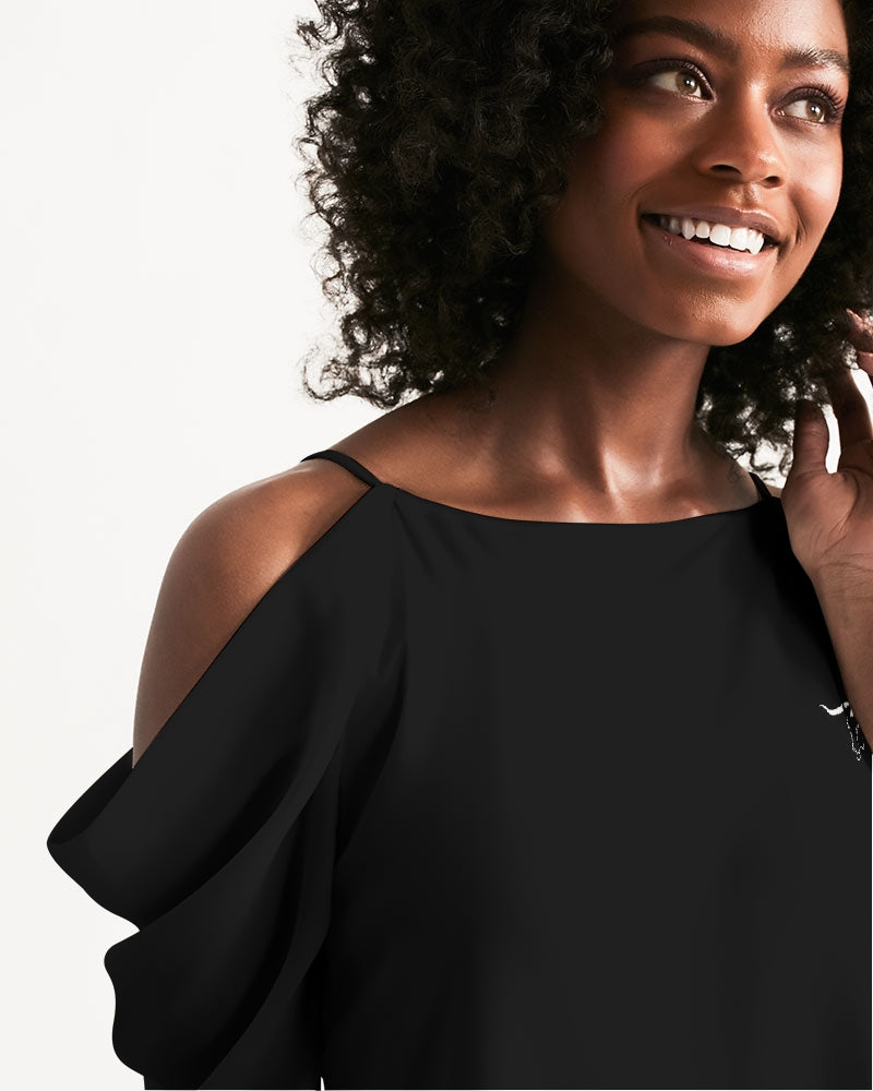 plain flite women's open shoulder a-line dress