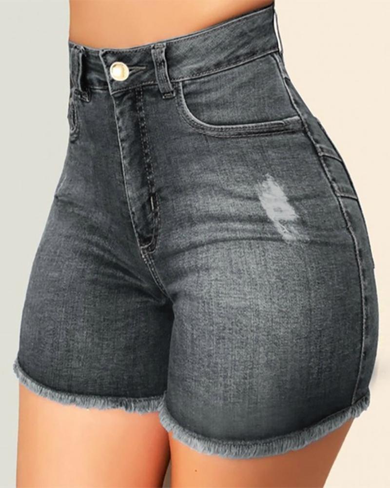 FZ Women's High Waist Ripped Denim Shorts - FZwear