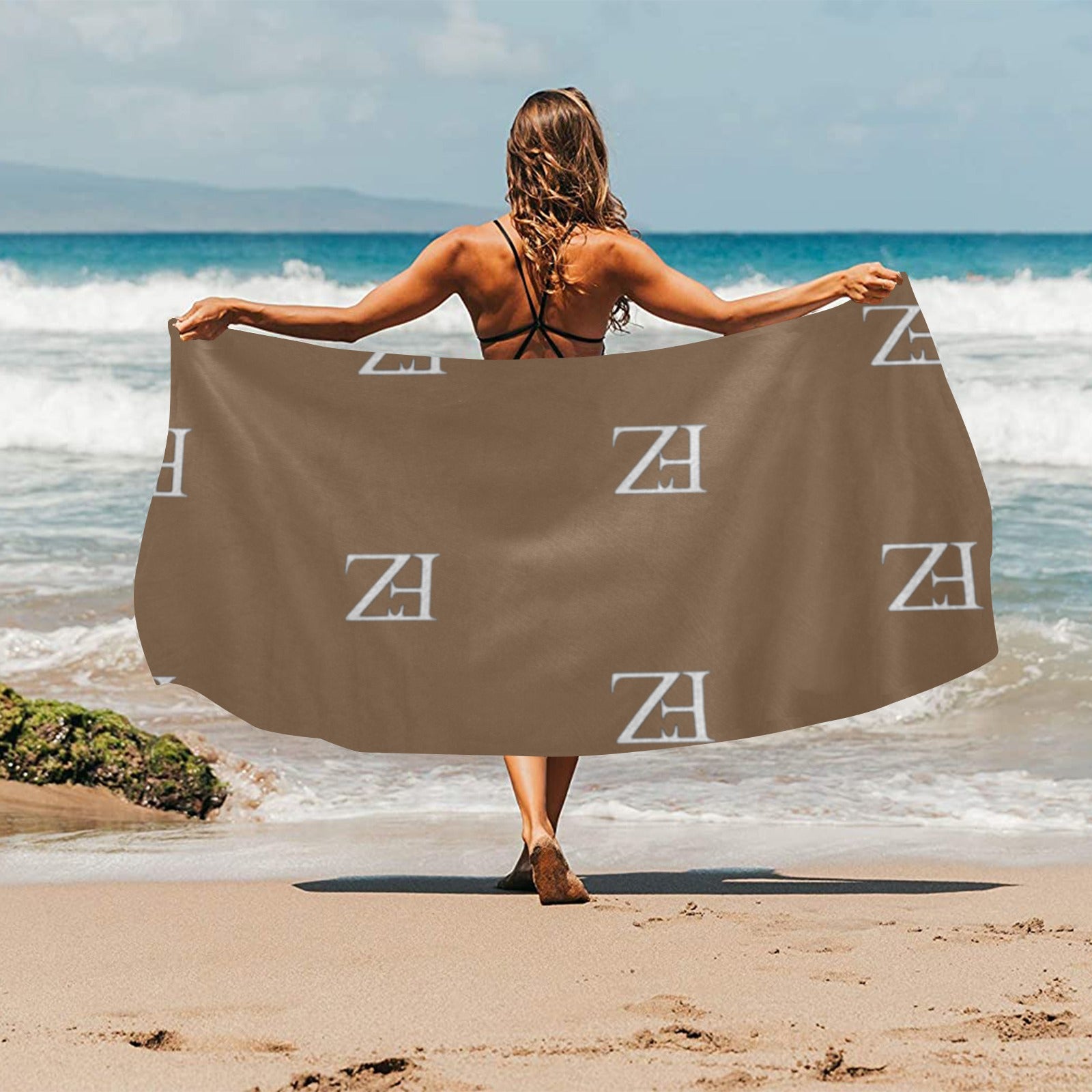 fz beach towel - brown beach towel 32"x 71"(made in queen)