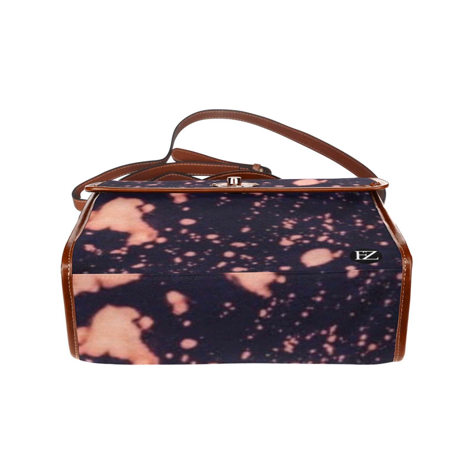 fz original handbag - dye all over print waterproof canvas bag(model1641)(brown strap)