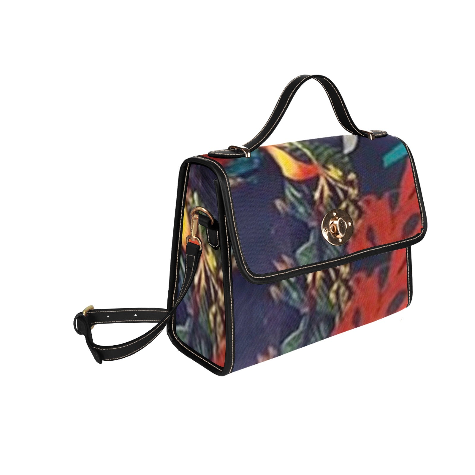 fz flowery handbag all over print canvas bag (model 1641)(black)