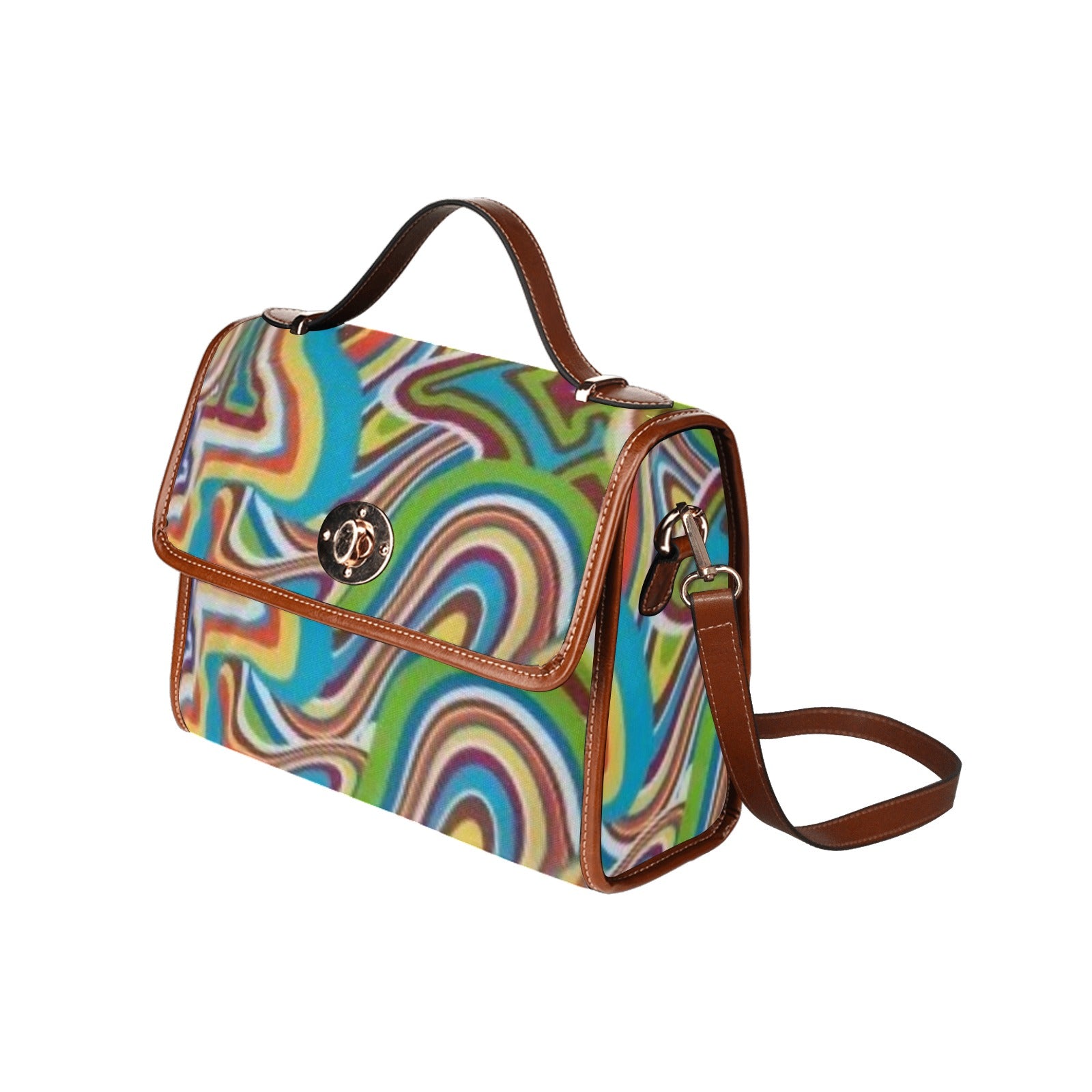 fz abstract handbag all over print waterproof canvas bag(model1641)(brown strap)