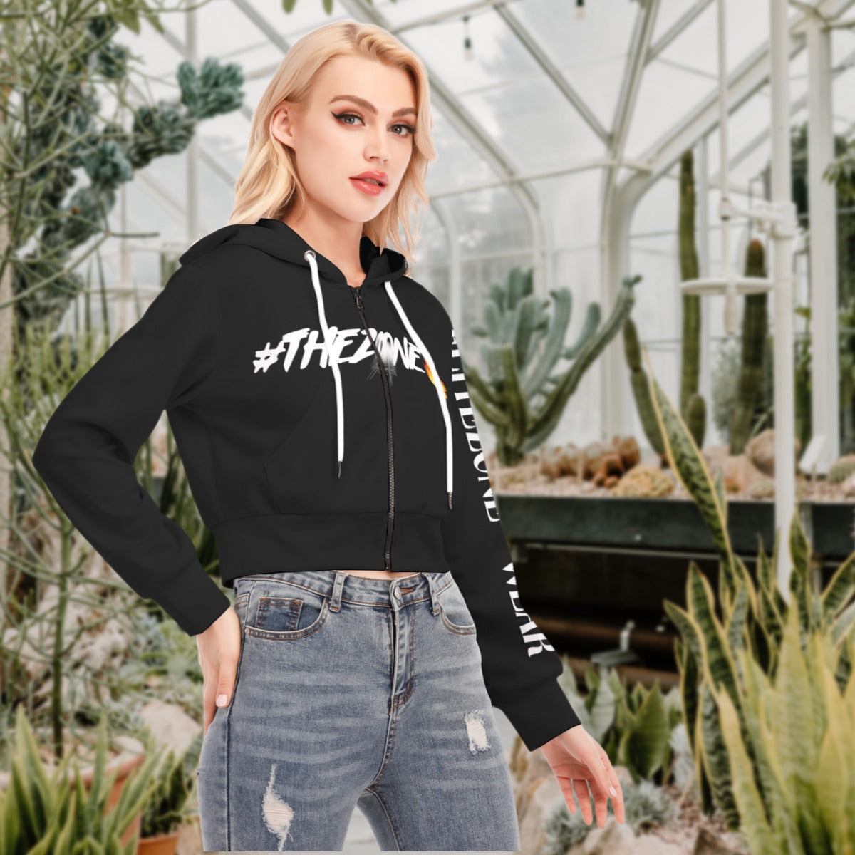 fz women's crop top hoodie with zipper