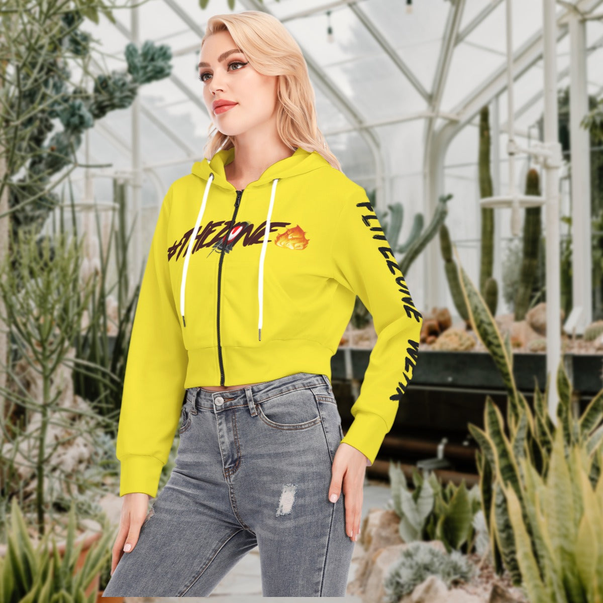 fz women's crop top hoodie with zipper