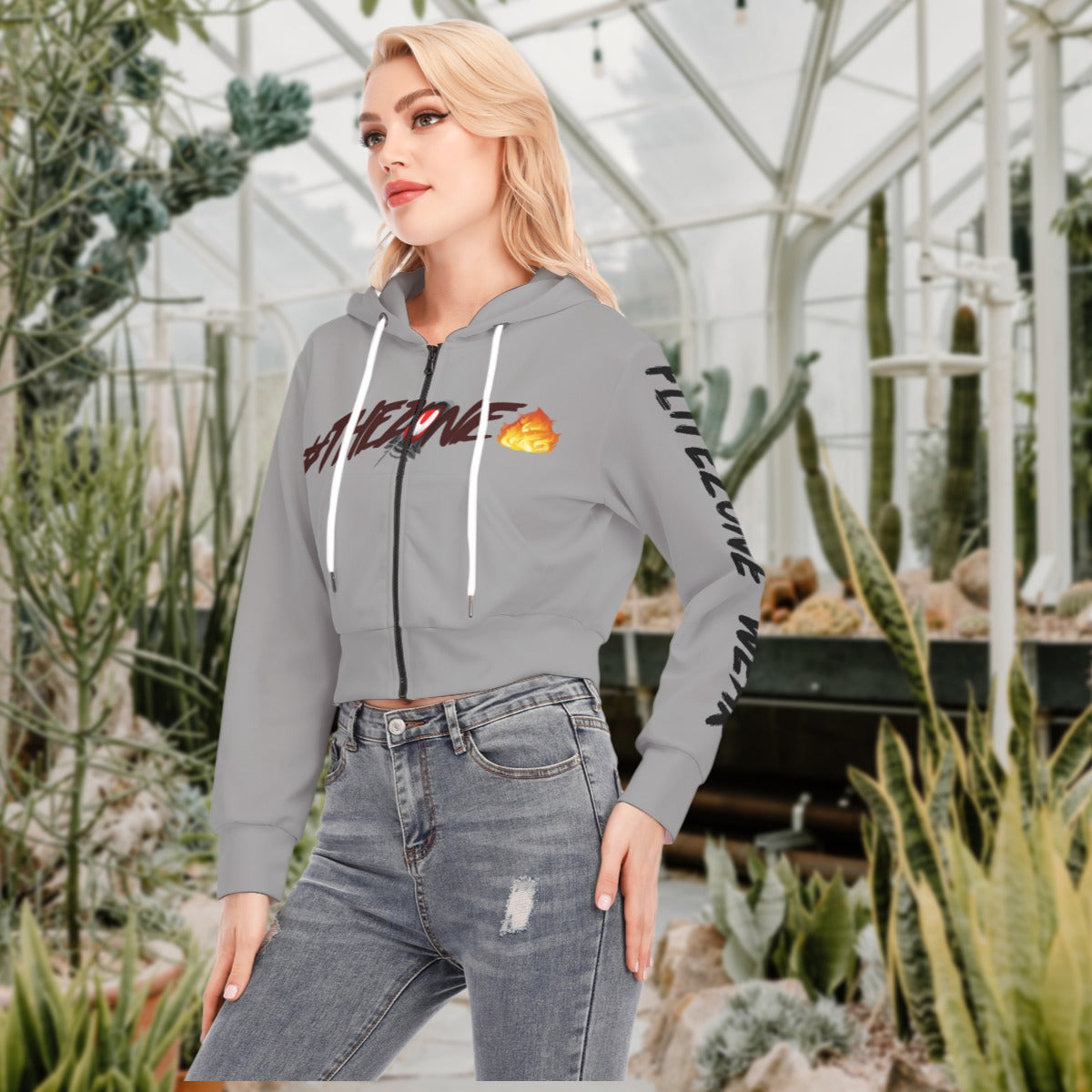 fz women's crop top hoodie with zipper