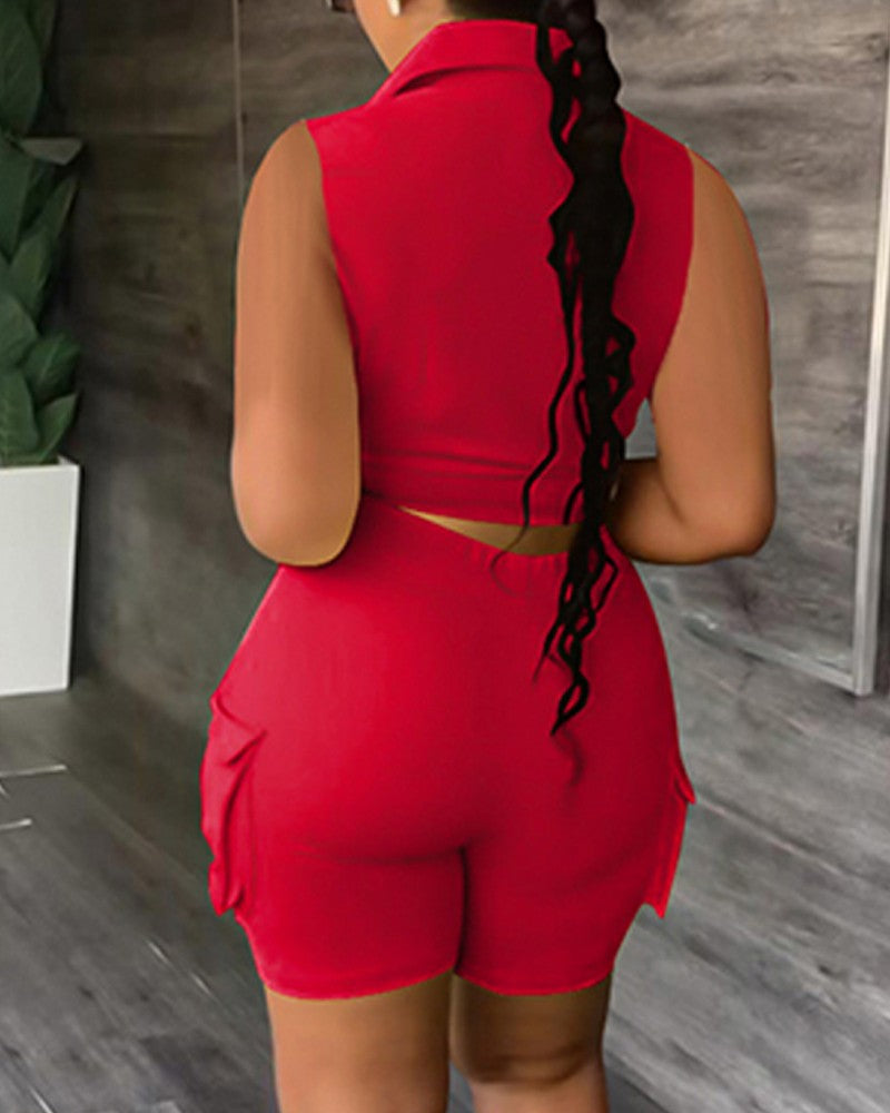 FZ Women's Buttoned Pocket Shorts Suit - FZwear