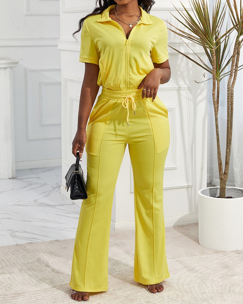 FZ Women's Zip Up Top & Drawstring Pants Suit - FZwear