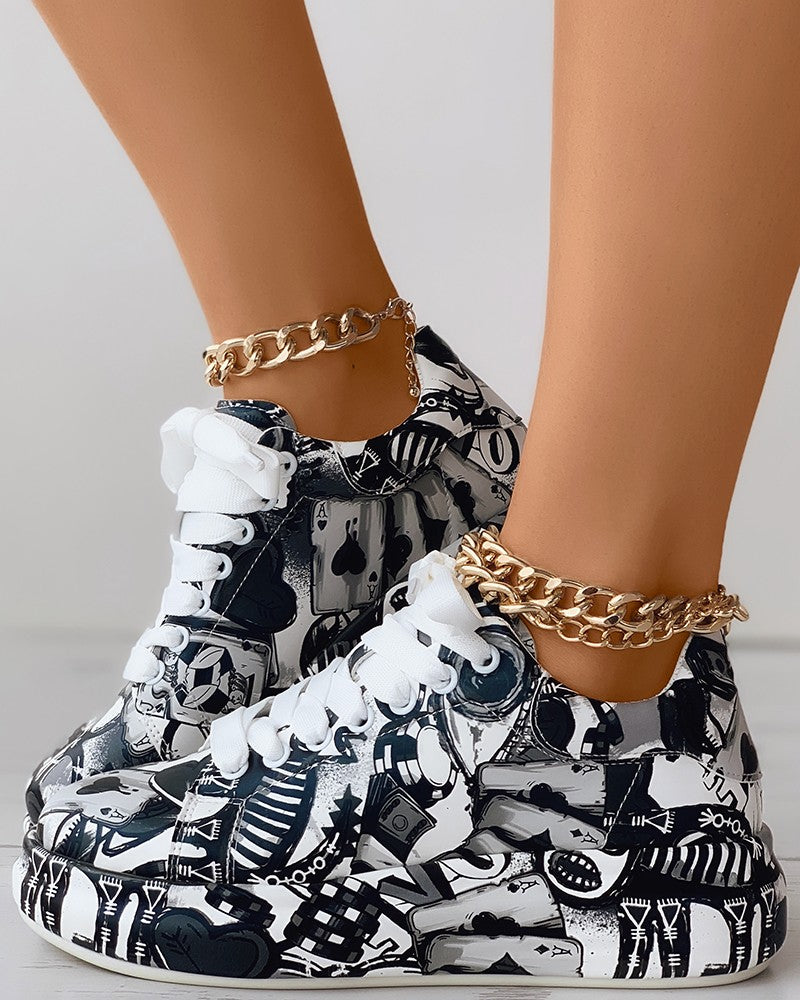 FZ Women's Painting Print Platform Sneakers - FZwear