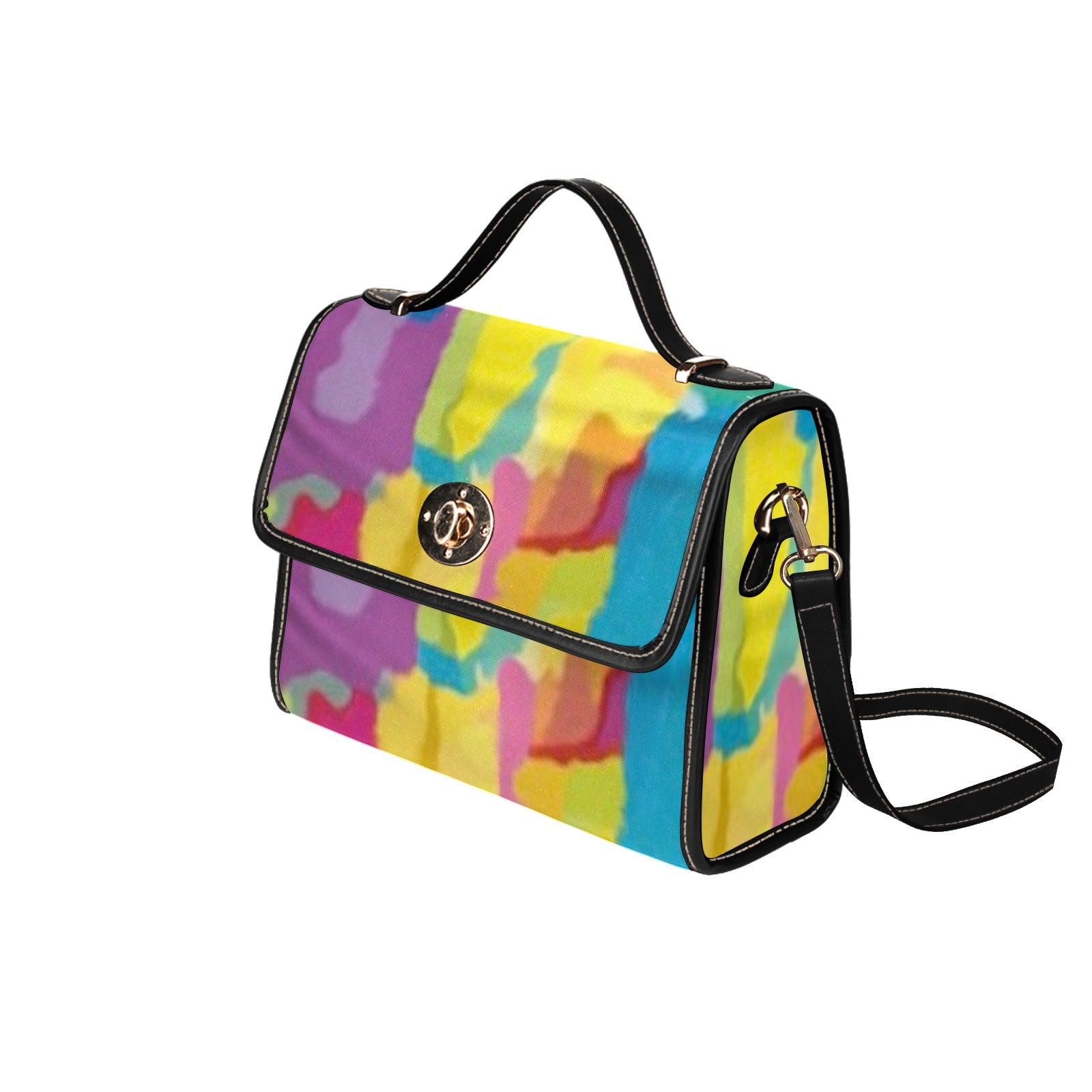 fz rianbow handbag all over print canvas bag (model 1641)(black)