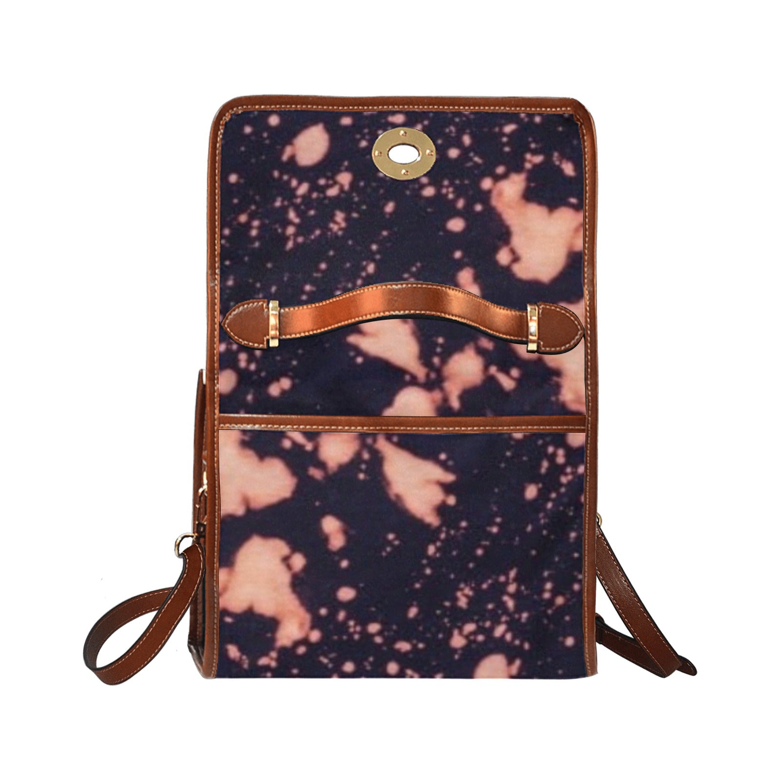 fz original handbag - dye all over print waterproof canvas bag(model1641)(brown strap)