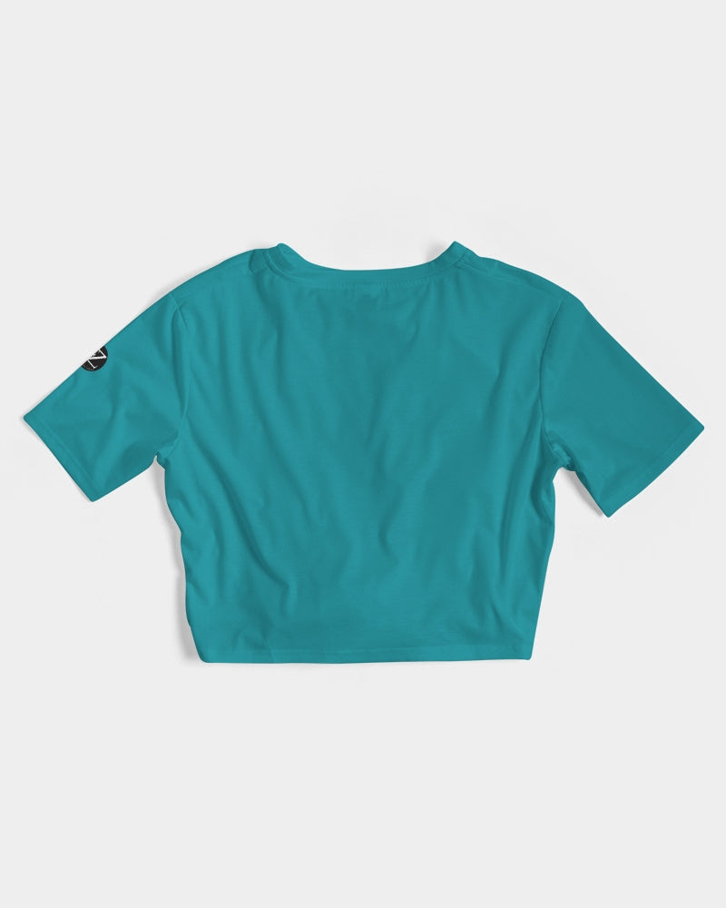 blue sky women's twist-front cropped tee
