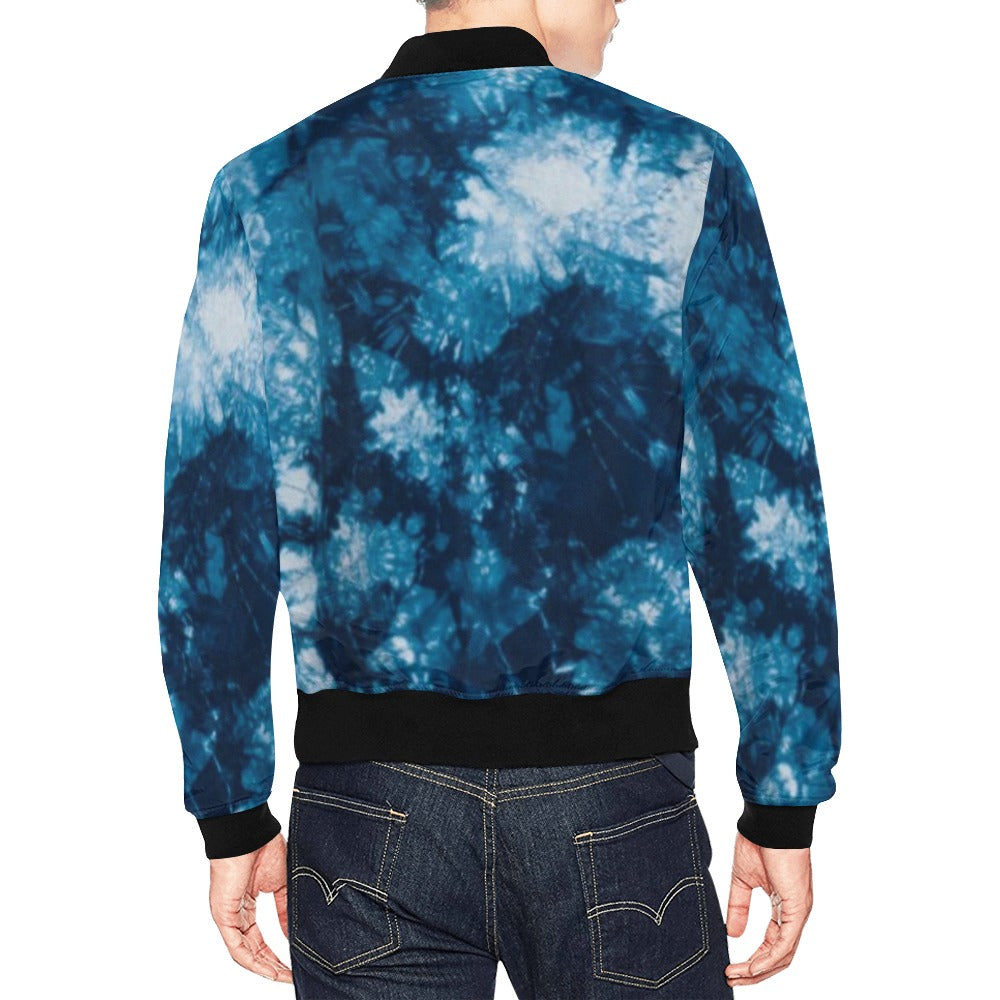 fz men's designer jacket- tye blue men's all over print casual jacket (model h19)