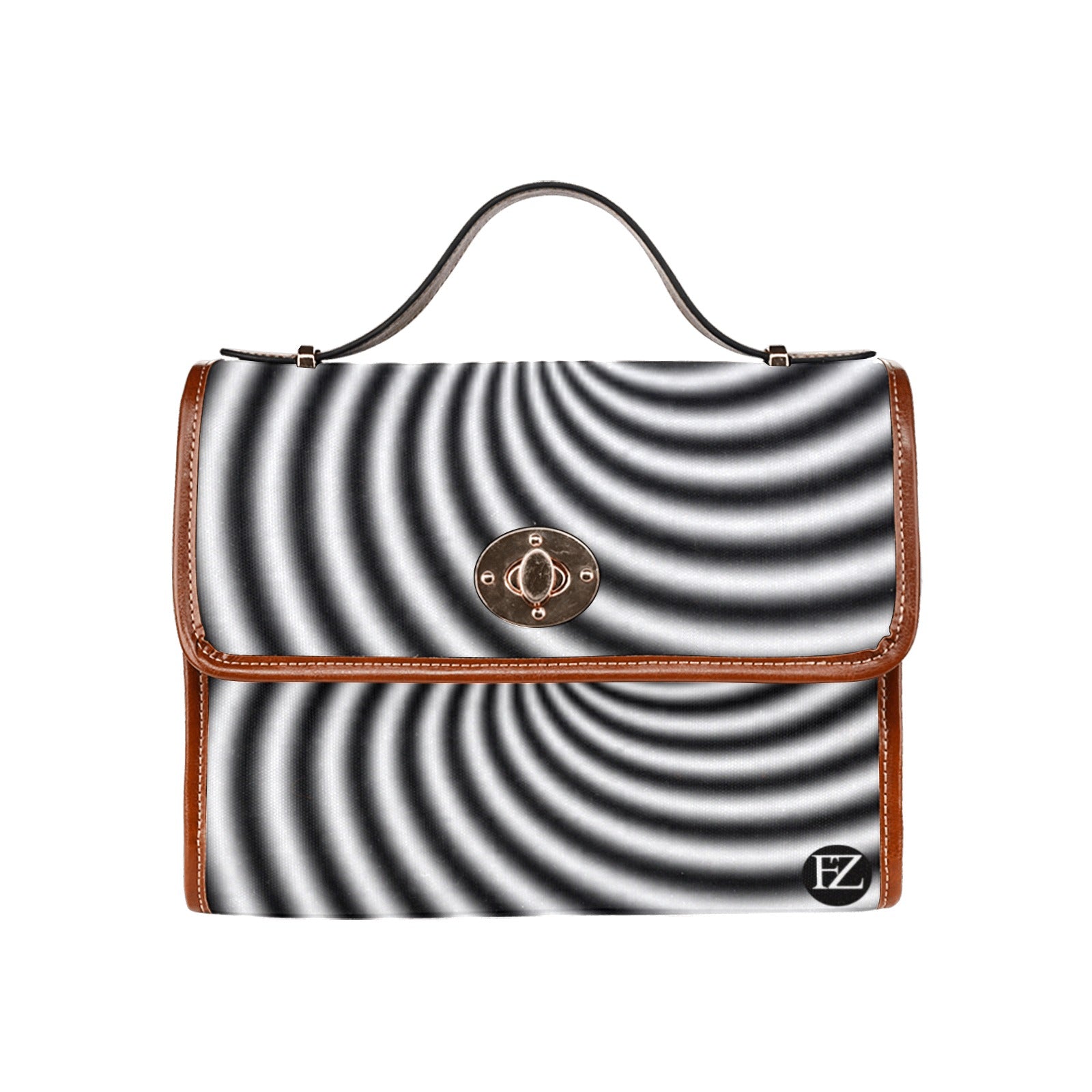 fz women's abstract hand bag all over print waterproof canvas bag(model1641)(brown strap)