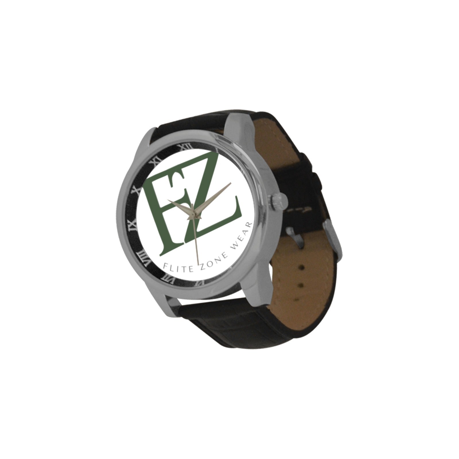 fz men's watch men's leather strap large dial watch (model 213)