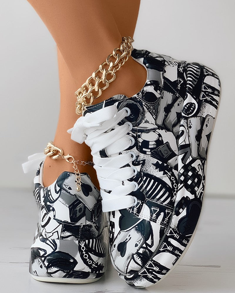 FZ Women's Painting Print Platform Sneakers - FZwear