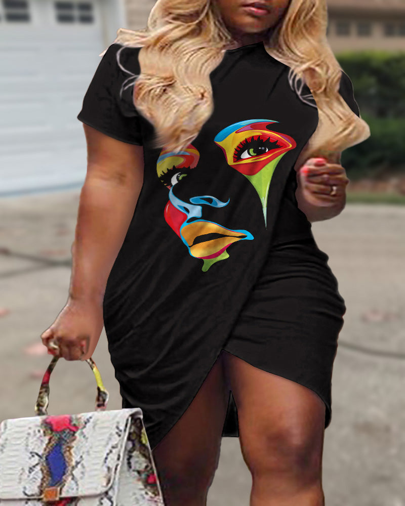 FZ Women's Plus Size Figure Print Warp Dress - FZwear