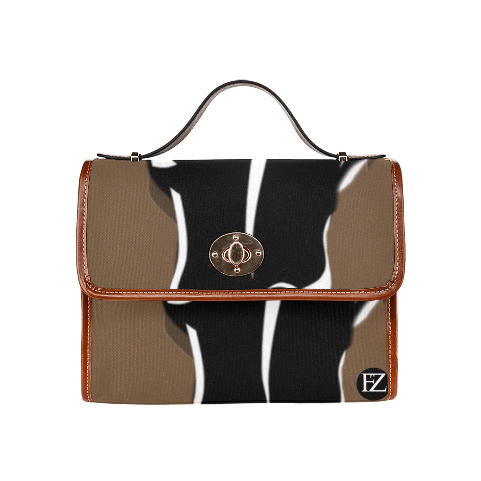 fz bull handbag one size / fz bull handbag - brown all over print waterproof canvas bag(model1641)(brown strap)