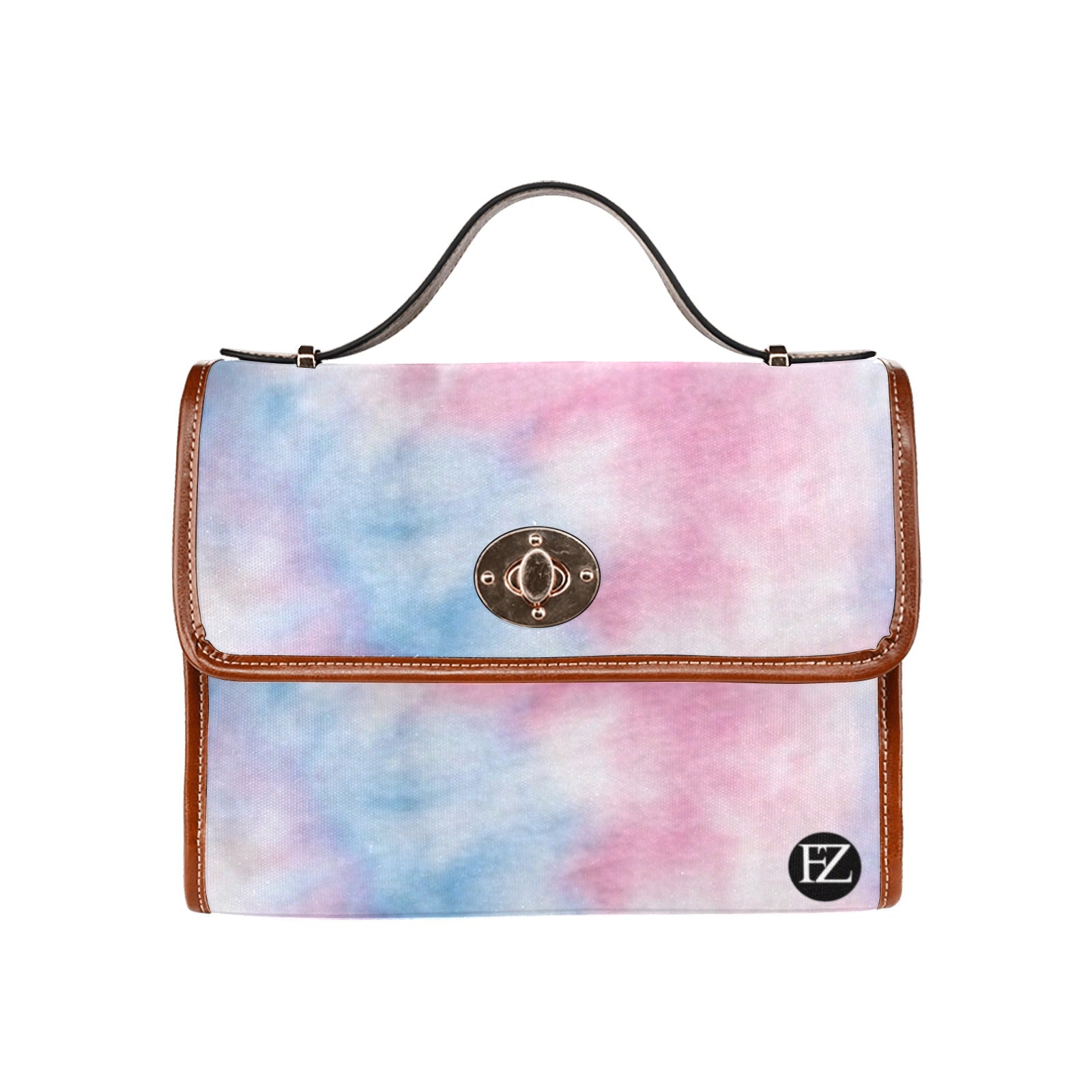fz original handbag - dye all over print waterproof canvas bag(model1641)(brown strap)