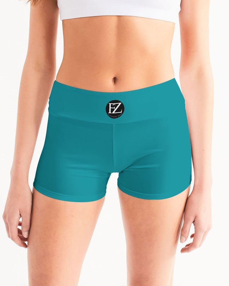 blue sky women's mid-rise yoga shorts