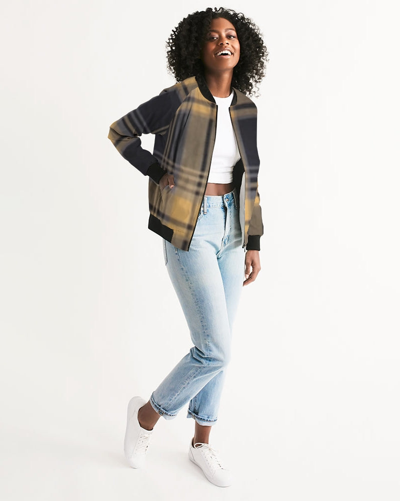fz plaid women's bomber jacket
