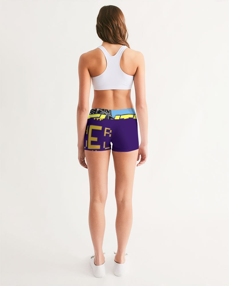 purple flite reloaded women's mid-rise yoga shorts