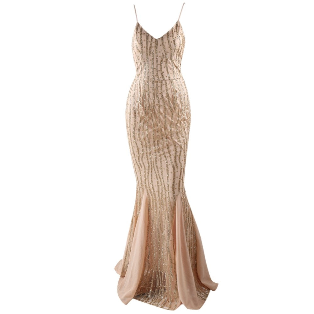 fz women's gold evening dress