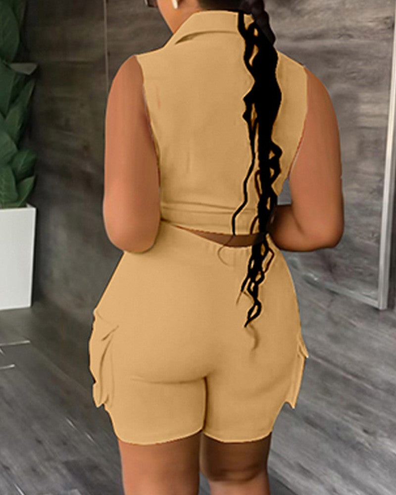 FZ Women's Buttoned Pocket Shorts Suit - FZwear