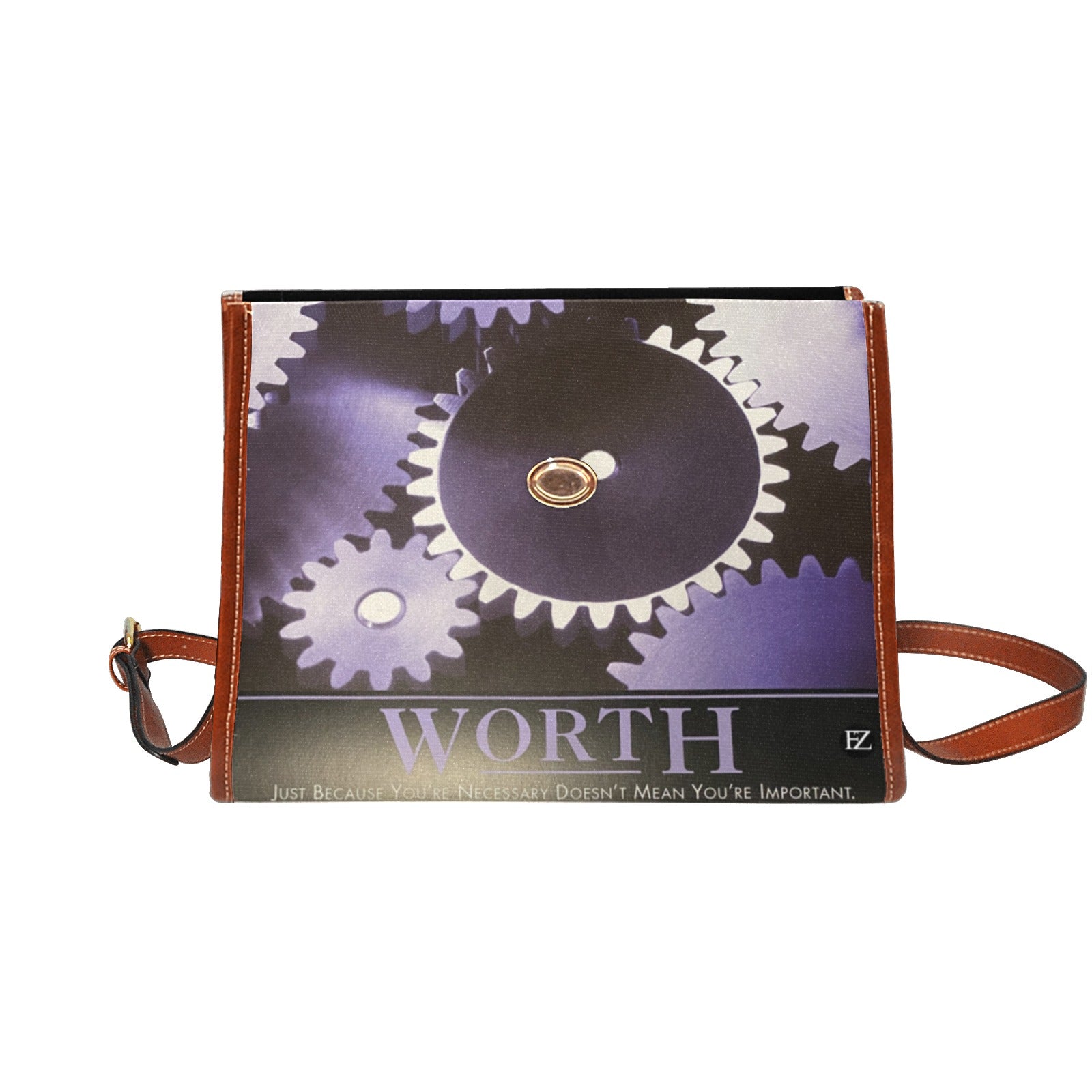 fz worth handbag all over print waterproof canvas bag(model1641)(brown strap)