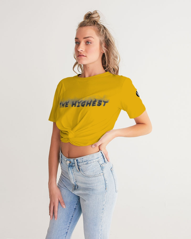 yellow zone women's twist-front cropped tee