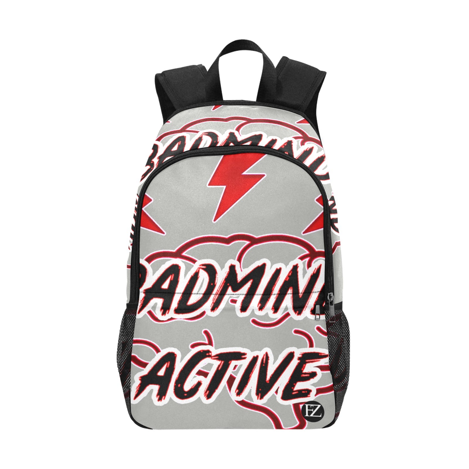 fz mind backpack one size / fz mind backpack - grey all-over print unisex casual backpack with side mesh pockets (model 1659)