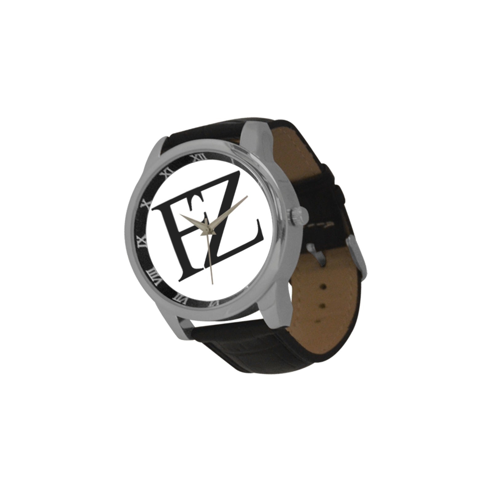 fz original watch - white men's leather strap large dial watch (model 213)