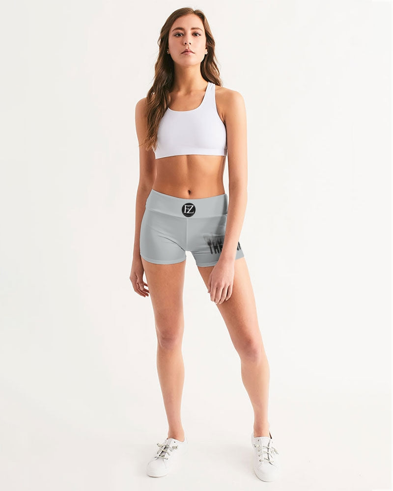 flying grey women's mid-rise yoga shorts