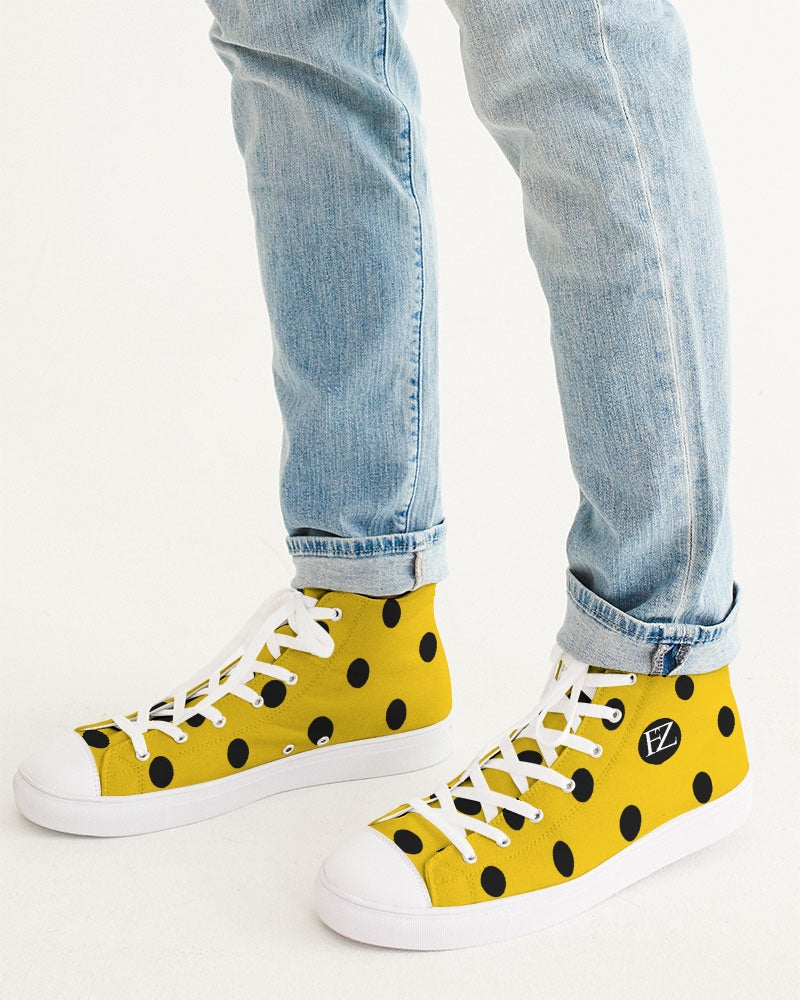 fz yellow dot men's hightop canvas shoe