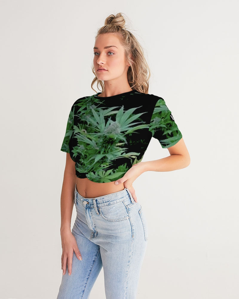 the bud - darker shade women's twist-front cropped tee