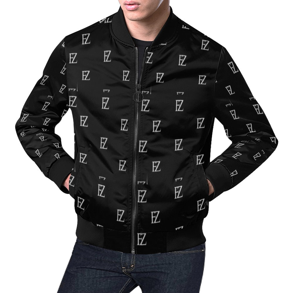 fz men's designer jacket-black men's all over print casual jacket (model h19)