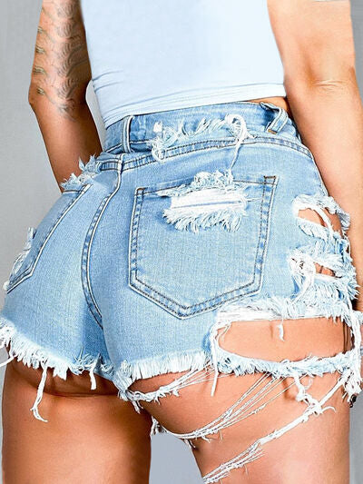 FZ Women's Distressed Raw Hem Denim Shorts - FZwear